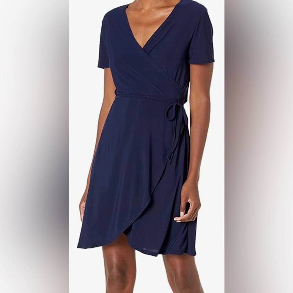Amazon Essentials Navy Midi Wrap Dress